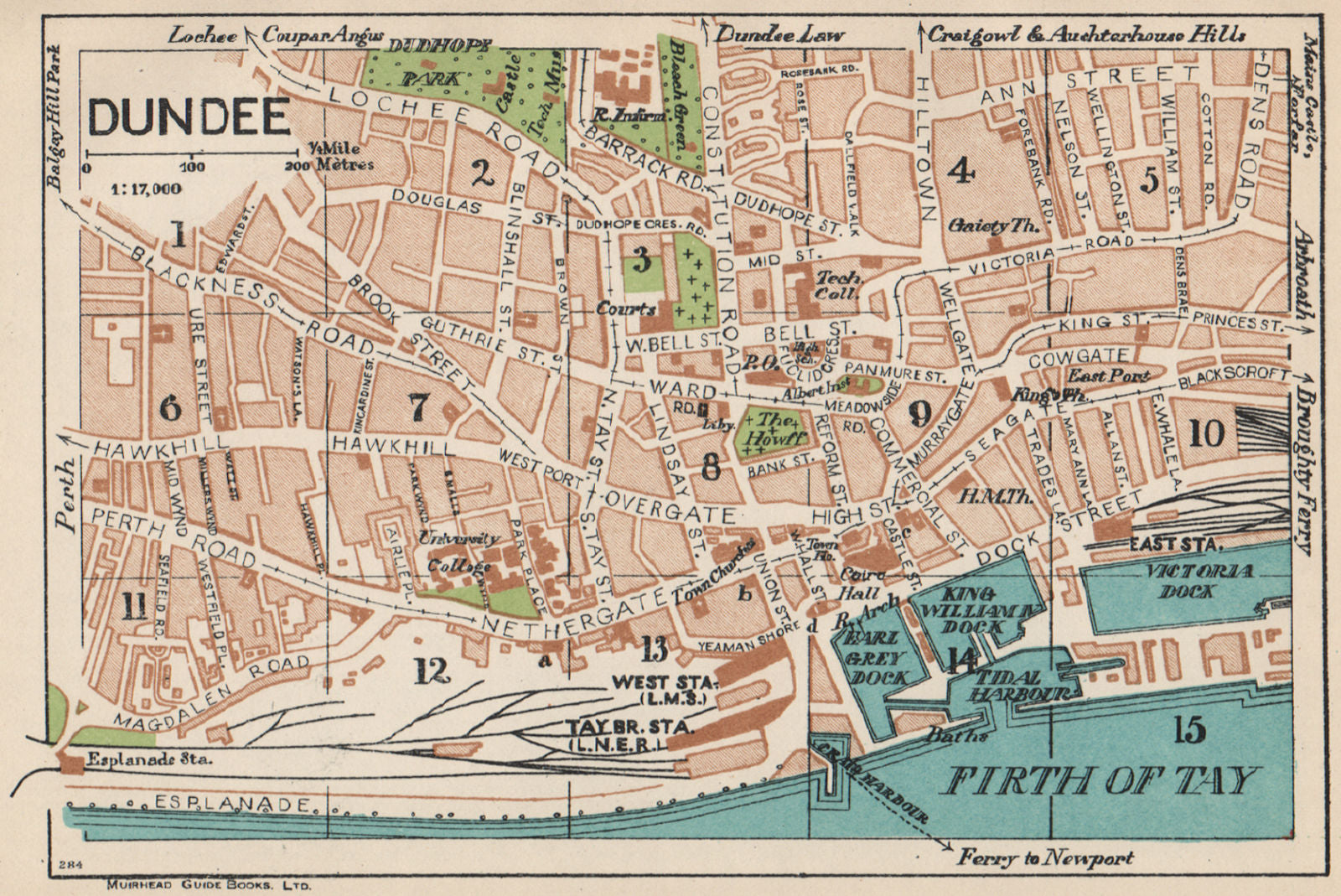 DUNDEE. Vintage town city map plan. Scotland 1932 old vintage chart